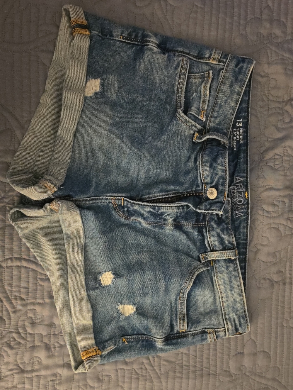 Arizona Jean Company Distressed Blue Denim Jean Shorts